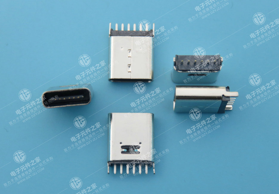 USB TYPE C 母座6P 直插10.0H